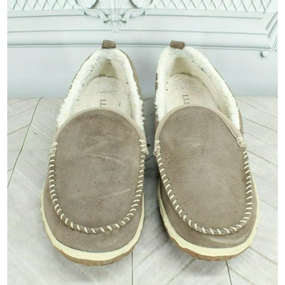 LL Bean Gray Suede Wicked Good Mountain Moccasins Slippers Size 9 M - Picture 5 of 9